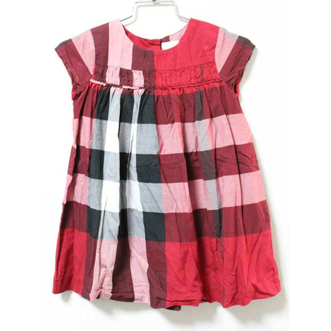 BURBERRY(バーバリー)の《バーバリー/BURBERRY》92cm 半袖ワンピース 赤×黒系【中古】子供服 キッズ kids 女の子 夏 124032 onepi キッズ/ベビー/マタニティのキッズ服女の子用(90cm~)(ワンピース)の商品写真