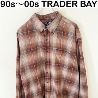 90s〜00s TRADER BAY 長袖　チェック　シャツ　オンブレ　古着(Tシャツ/カットソー(七分/長袖))