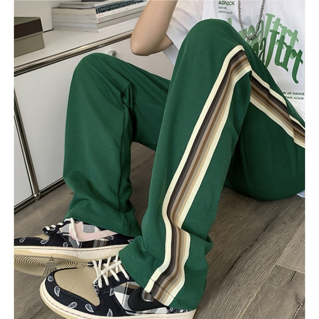 サイドライン ストリート パンツ モード パンツ メンズ　グリーン メンズのパンツ(その他)の商品写真