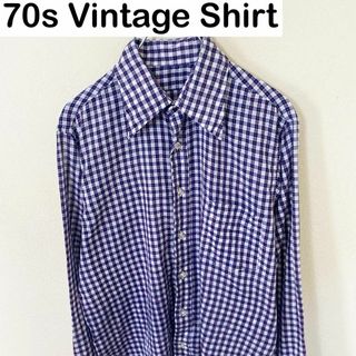 ヴィンテージ(VINTAGE)のUnknown 70s Vintage 長袖　チェック　シャツ　古着　アメカジ(Tシャツ/カットソー(七分/長袖))