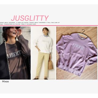 ジャスグリッティー(JUSGLITTY)のJUSGLITTY  ロゴスウェット　スモークピンク　Mサイズ相当(トレーナー/スウェット)