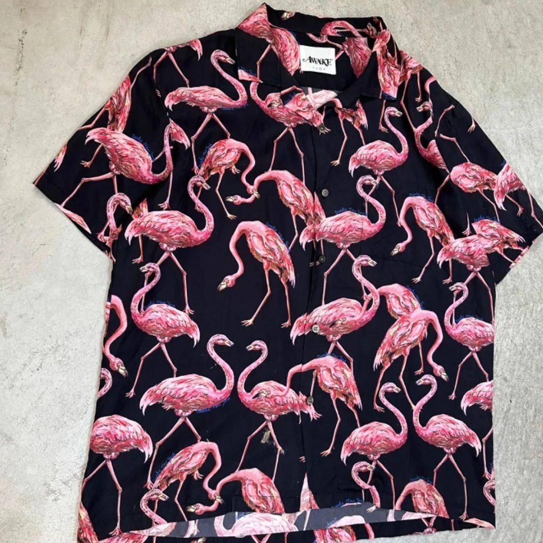 Supreme(シュプリーム)のAWAKE NY Flamingo silk shirt  柄シャツ 総柄 メンズのトップス(Tシャツ/カットソー(半袖/袖なし))の商品写真