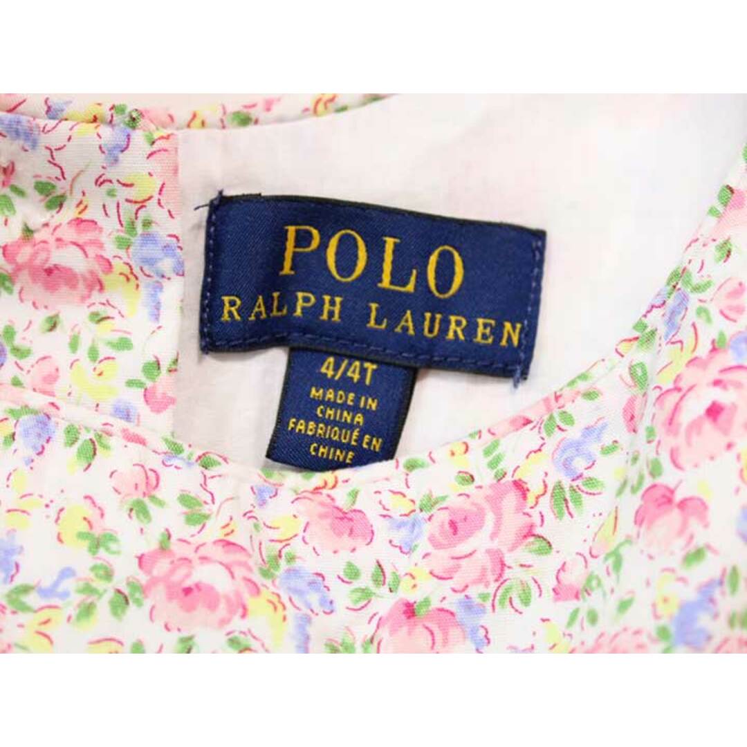 Ralph Lauren(ラルフローレン)の☆ラルフローレン/Ralph Lauren☆110cm ノースリーブワンピース 白×ピンク 【中古】子供服 キッズ kids 女の子 夏 906032 onepi キッズ/ベビー/マタニティのキッズ服女の子用(90cm~)(ワンピース)の商品写真