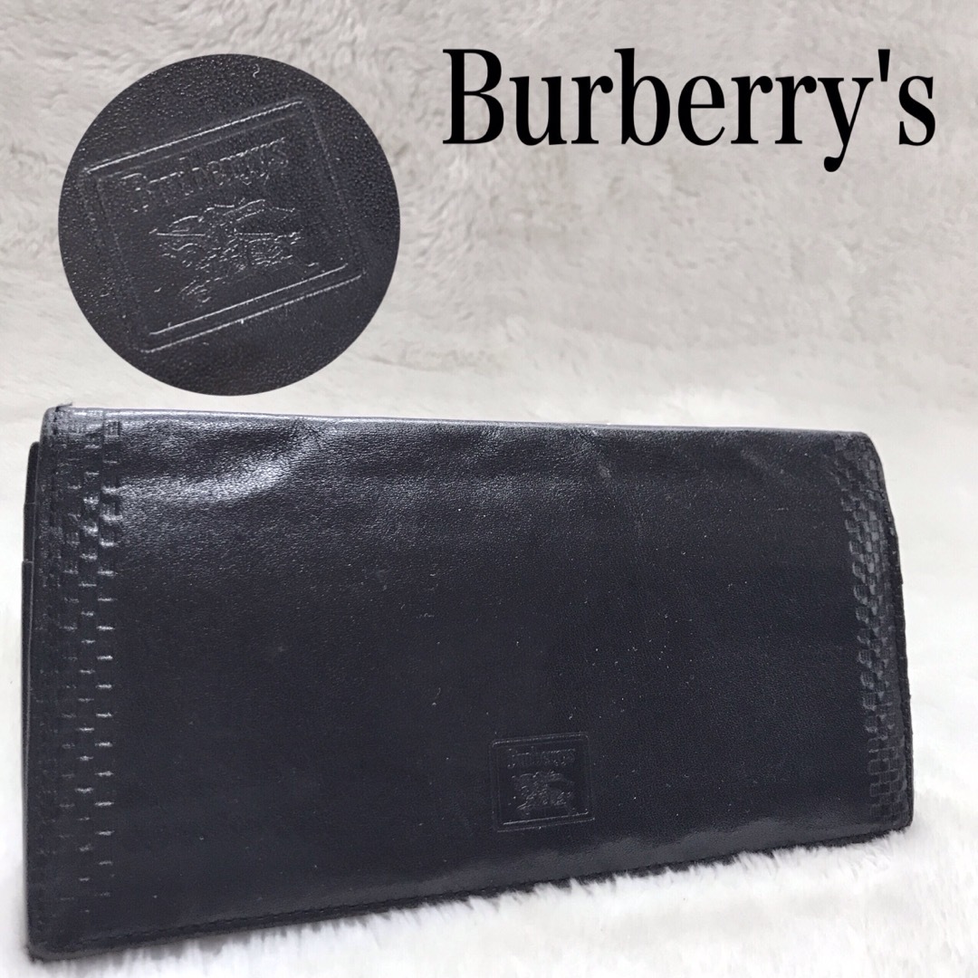 BURBERRY(バーバリー)のBurberry レザー 長財布 ホースロゴ 折り財布 ノバチェック ブラック レディースのファッション小物(財布)の商品写真