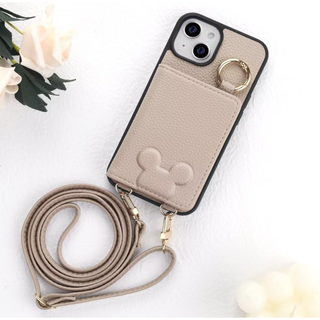 【スマホケース】ミッキー　iPhoneケース　ミラー付き　ショルダー　カード収納