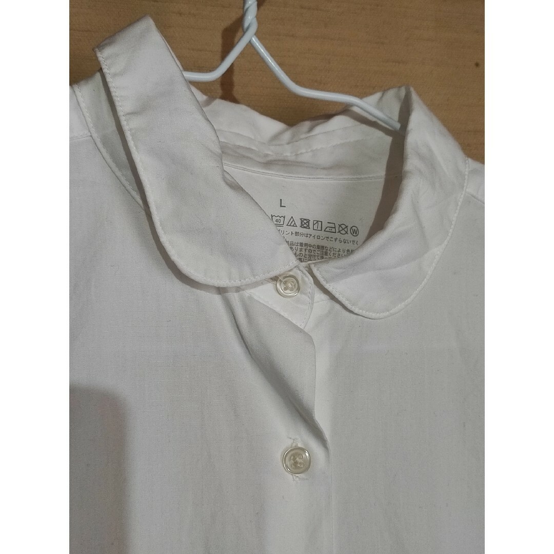 MUJI (無印良品)(ムジルシリョウヒン)の無印良品　丸襟シャツ　ブラウス　L レディースのトップス(シャツ/ブラウス(長袖/七分))の商品写真