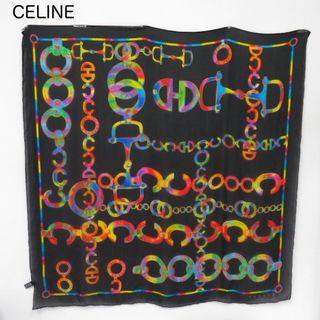 セリーヌ(celine)のCELINE セリーヌ　カラフル　マルチカラー　シフォンスカーフ チェーン柄大判(バンダナ/スカーフ)