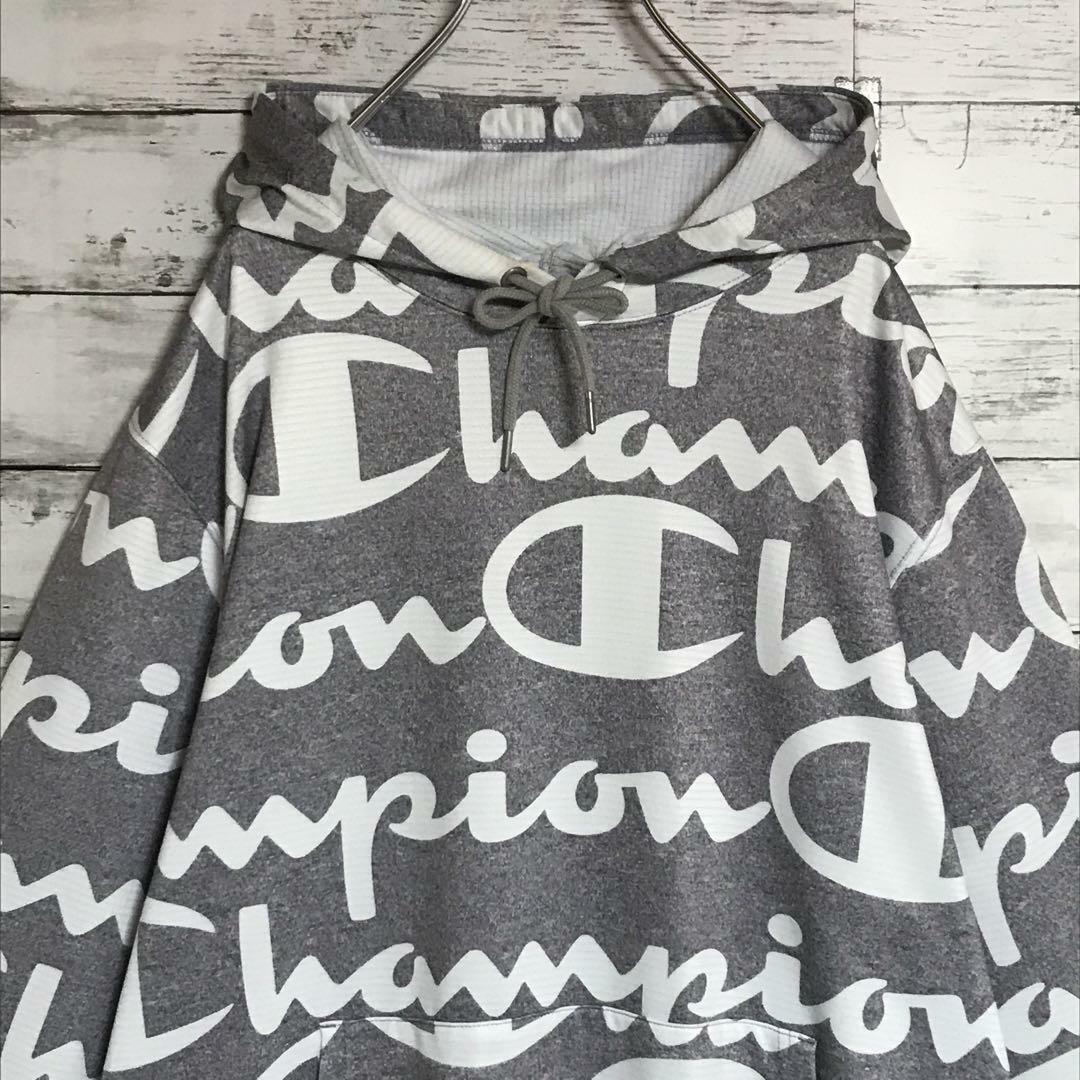 Champion(チャンピオン)の【希少デザイン】チャンピオン　総柄パーカー　薄手　ゆるだぼ　肌触り◎ K856 メンズのトップス(パーカー)の商品写真