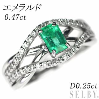 Pt900 エメラルド ダイヤモンド リング 0.47ct 0.25ct(リング(指輪))