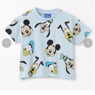 ディズニー(Disney)のキッズ100サイズ★ディズニー 総柄Tシャツ しまむら ブルー(Tシャツ/カットソー)