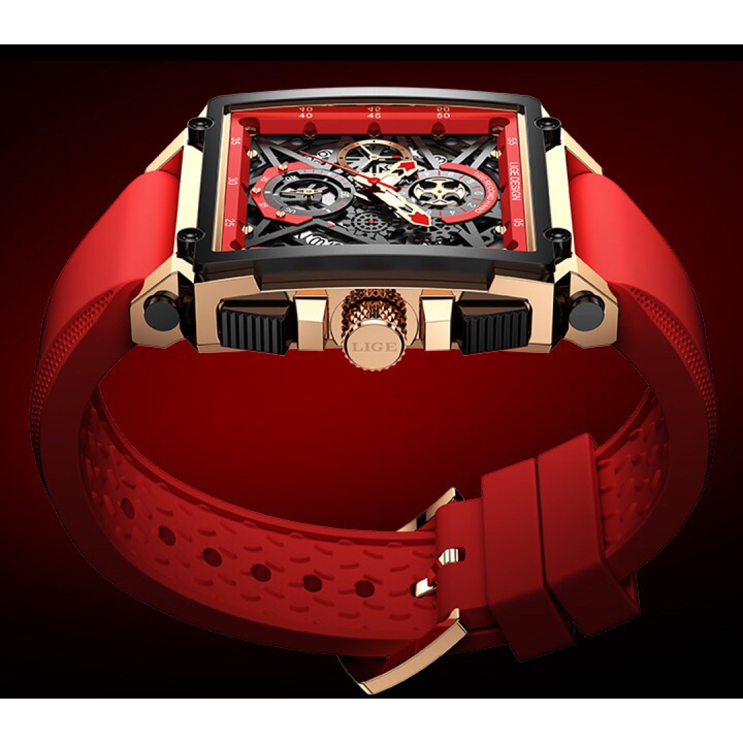 日本未入荷★新品★メンズ腕時計！クロノグラフ 赤 カレンダー★コーチファンに人気 メンズの時計(腕時計(アナログ))の商品写真