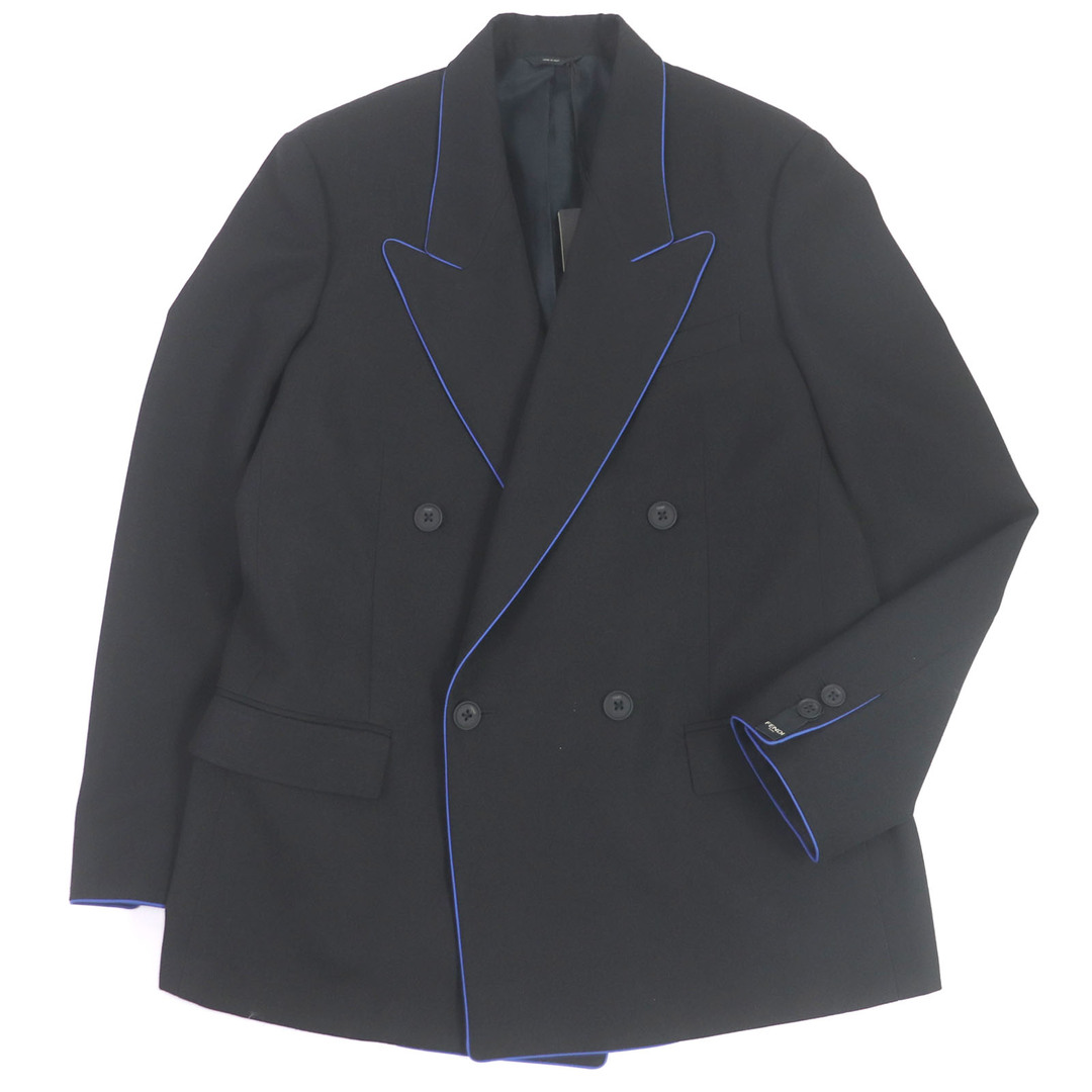 FENDI(フェンディ)の未使用品 FENDI フェンディ 2021年製 FJ0641 Double-breasted Gabardine Blazer シングル テーラードジャケット ブレザー ブラック 48 イタリア製 正規品 メンズ メンズのジャケット/アウター(テーラードジャケット)の商品写真