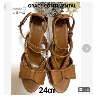 グレースコンチネンタル(GRACE CONTINENTAL)のグレースコンチネンタル ダイアグラム♡ サンダル リボン♡24㎝ブラウン(サンダル)