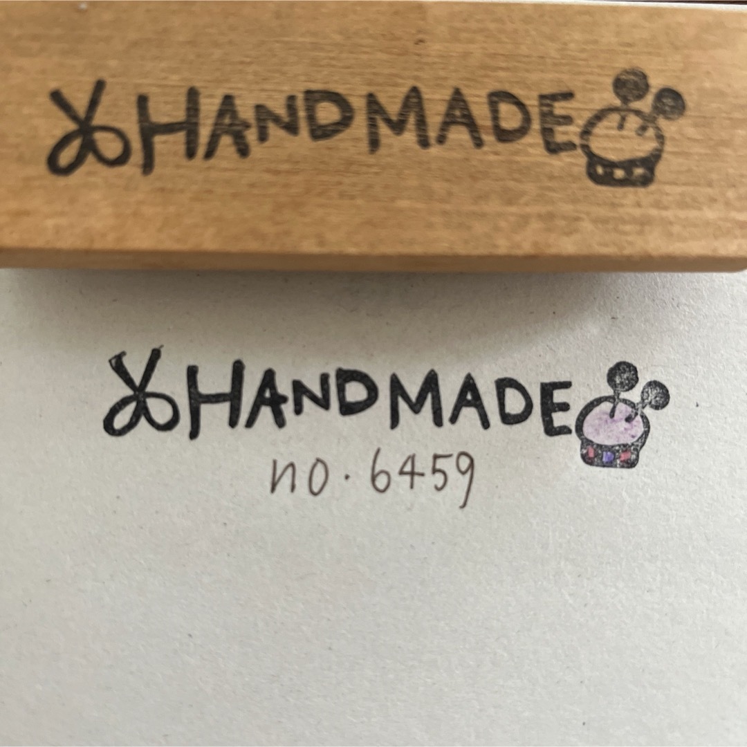 スタンプNo. 6459 handmade ピンクッションとハサミ ハンドメイドの文具/ステーショナリー(はんこ)の商品写真