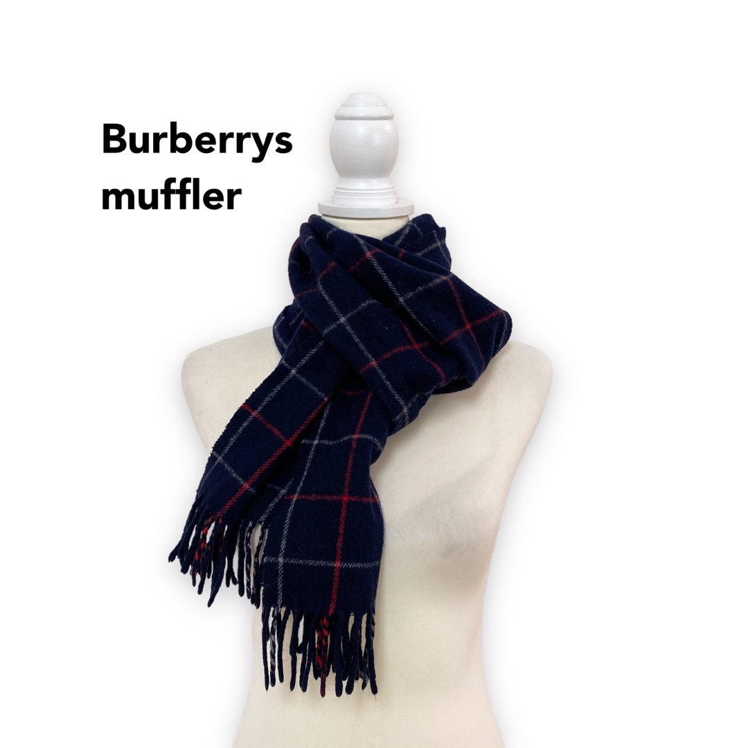 BURBERRY(バーバリー)のBurberrys バーバリーズ　マフラー　ストール　チェック　ウール　ネイビー レディースのファッション小物(マフラー/ショール)の商品写真