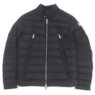 モンクレール(MONCLER)の美品 MONCLER モンクレール 21-22AW AMIOT ダブルジップ ロゴワッペン パフィージャケット ダウンジャケット ブラック 0 ハンガー・ガーメント付き 正規品 メンズ(ダウンジャケット)