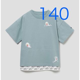 Design Tshirts Store graniph - グラニフ　おばけ エンブロイダリー　キッズビッグTシャツ　140