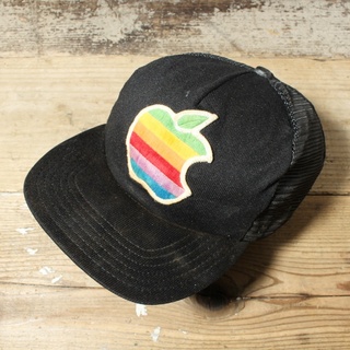 アップル(Apple)の80s USA製 Appleメッシュ キャップ ブラック  Mac ss128(キャップ)