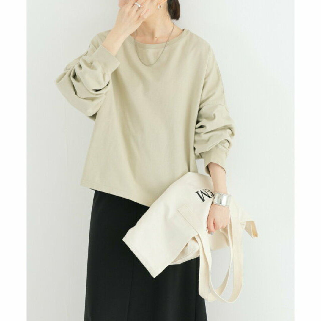 URBAN RESEARCH(アーバンリサーチ)の【L.BEIGE】『MADE IN JAPAN』 クロップドロングスリーブTシャツ レディースのトップス(カットソー(長袖/七分))の商品写真