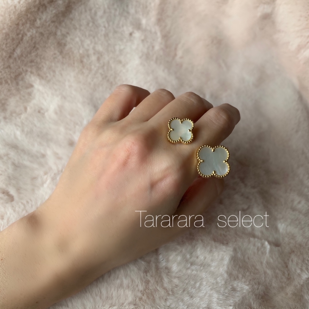 ●WFlower Ring ホワイトシェル G● レディースのアクセサリー(リング(指輪))の商品写真