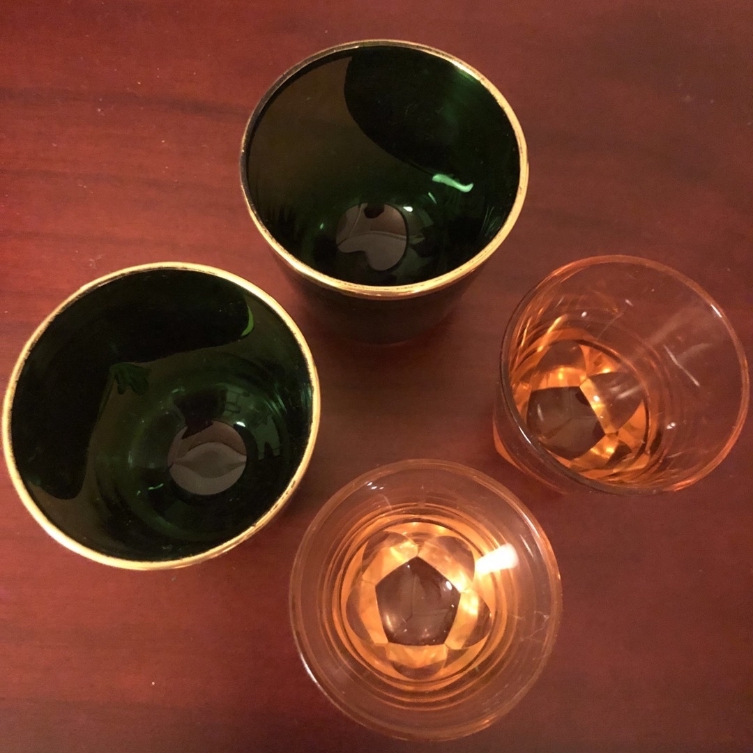 おまとめ　昭和レトロ　ショットグラス&ウッドポット エンタメ/ホビーの美術品/アンティーク(ガラス)の商品写真