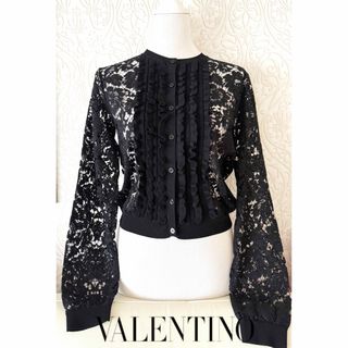 ヴァレンティノ(VALENTINO)のVALENTINO レースフリル カーディガン(カーディガン)