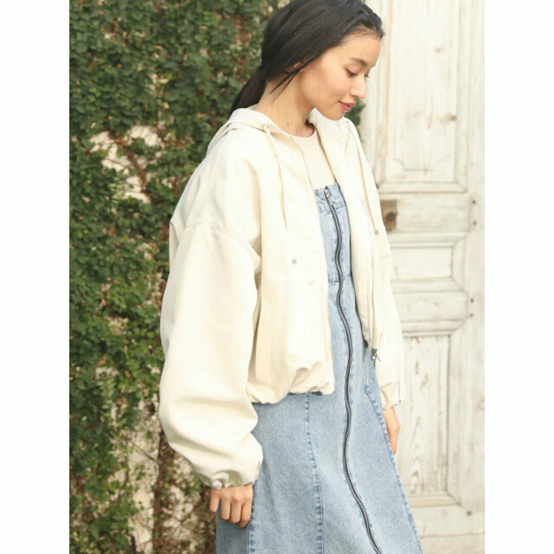 green parks(グリーンパークス)の【アイボリー】【F】ELENCARE DUE バルーンマウンテンパーカー 24SS/春/ZIP/ショート丈/レディース レディースのジャケット/アウター(その他)の商品写真