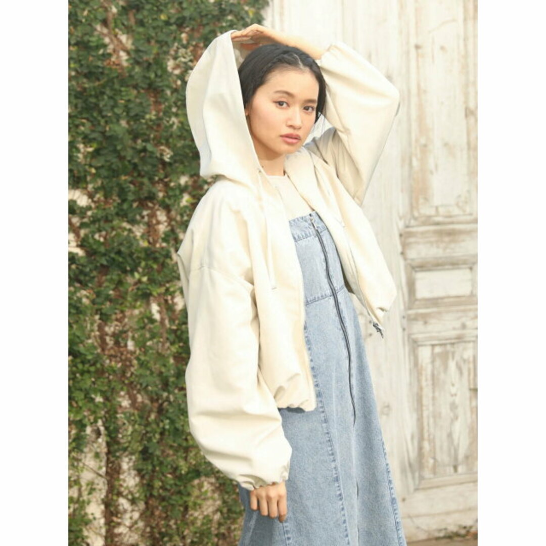 green parks(グリーンパークス)の【アイボリー】【F】ELENCARE DUE バルーンマウンテンパーカー 24SS/春/ZIP/ショート丈/レディース レディースのジャケット/アウター(その他)の商品写真