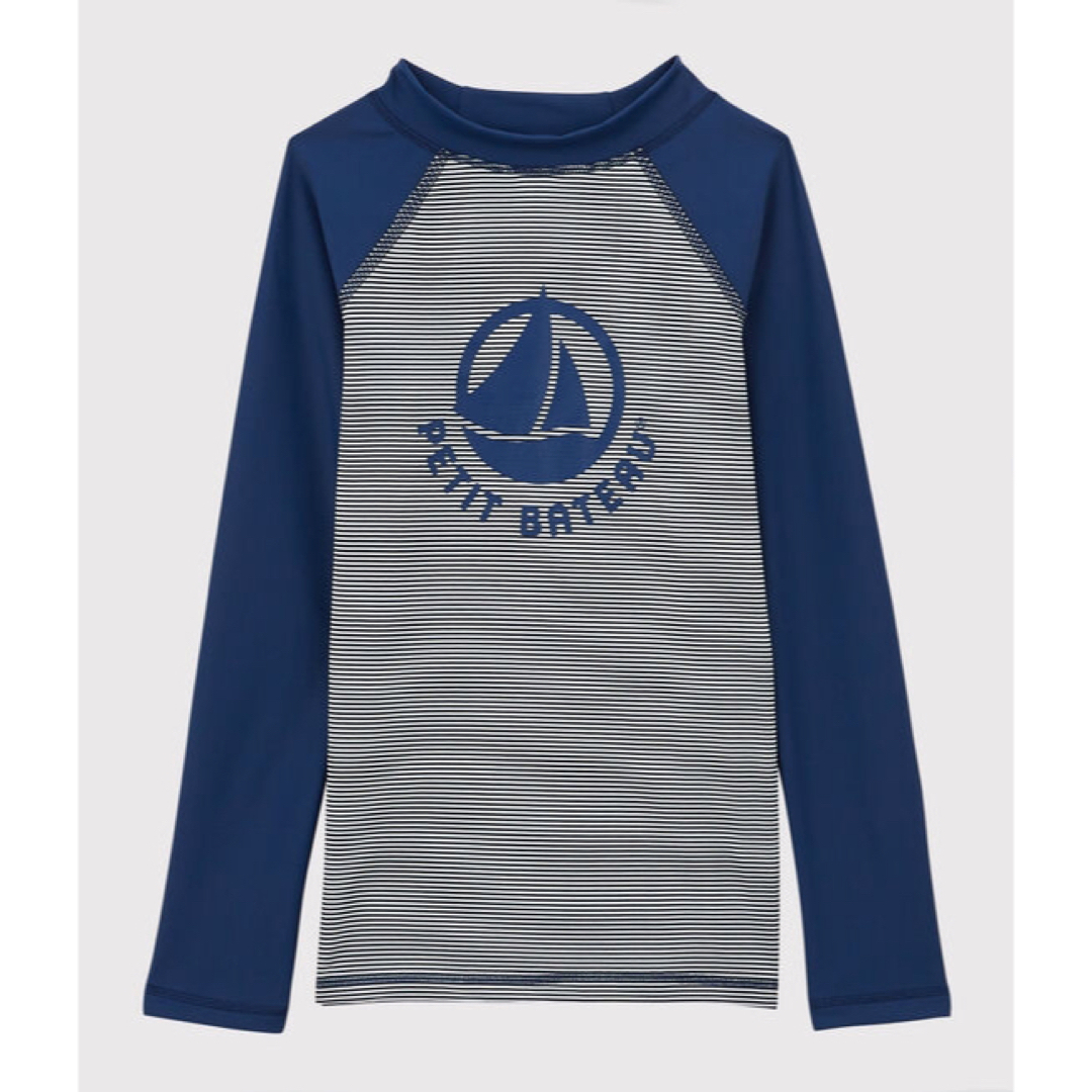 PETIT BATEAU(プチバトー)の新品 タグ付き プチバトー ロゴ入り ラッシュガード 水着 4ans キッズ/ベビー/マタニティのキッズ服男の子用(90cm~)(水着)の商品写真