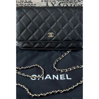 シャネル(CHANEL)のシャネル　チェーンウォレット　キャビアスキン　黒(ショルダーバッグ)