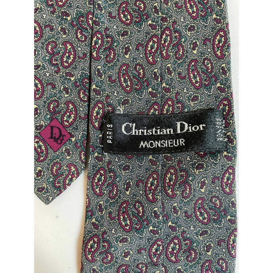 Christian Dior(クリスチャンディオール)のクリスチャン・ディオール【総柄　グレー系】 USED オールド ネクタイ 古着 メンズのファッション小物(ネクタイ)の商品写真