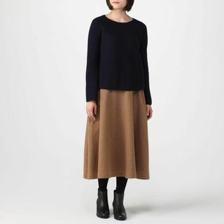 ムジルシリョウヒン(MUJI (無印良品))の新品★ヤク入りウール振り柄セーター　婦人Ｓ・ネイビー(ニット/セーター)