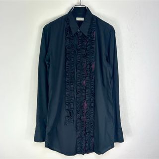 ドリスヴァンノッテン(DRIES VAN NOTEN)のDRIES VAN NOTEN フリルロングシャツ 黒(シャツ)