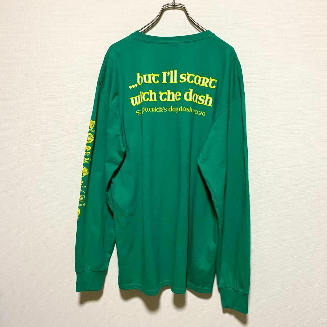 VINTAGE(ヴィンテージ)のアメリカ古着　ビール　長袖　Tシャツ　ロンT　グリーン　プリント　Q91 メンズのトップス(Tシャツ/カットソー(七分/長袖))の商品写真