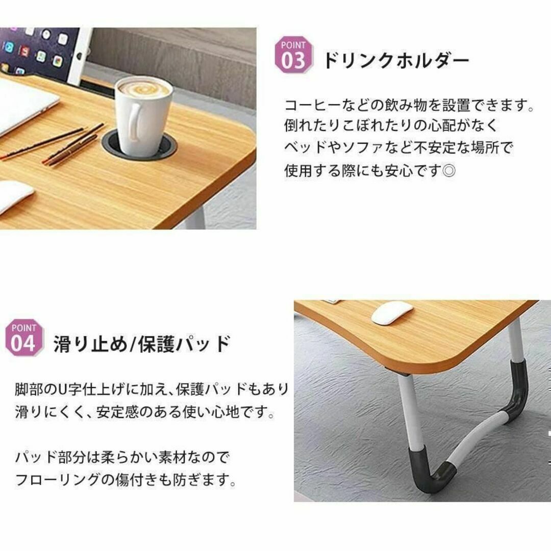 新品　折りたたみ　ローテーブル　ミニテーブル 白　学習机 インテリア/住まい/日用品の机/テーブル(オフィス/パソコンデスク)の商品写真