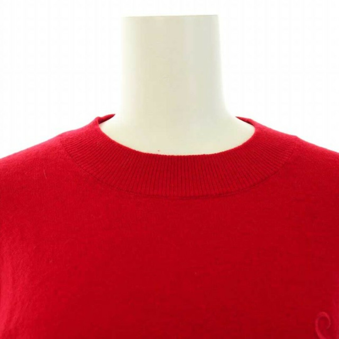 アルページュ ロゴ刺繍ニットプルオーバー 薄手 カットソー 長袖 ウール 赤 レディースのトップス(ニット/セーター)の商品写真