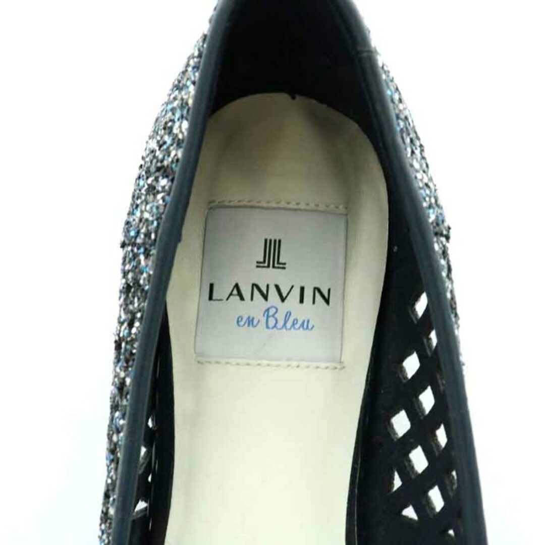 LANVIN en Bleu(ランバンオンブルー)のランバンオンブルー カットワークパンプス ラメ 22.5cm 紺 シルバー色 レディースの靴/シューズ(ハイヒール/パンプス)の商品写真