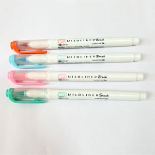 ゼブラ(ZEBRA)の【即購入可】MILDLINER Brush マイルドライナー 4色セット(カラーペン/コピック)