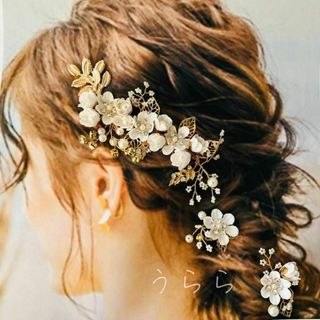 ヘアアクセサリー　髪飾り　花　結婚式　ドレス　卒業式 パール ヘッドドレス(その他)