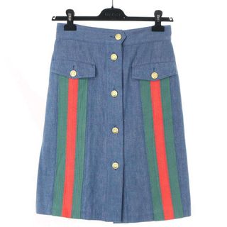 GUCCI グッチ GGボタンシェリーラインデニムスカート インディゴ 42 573410