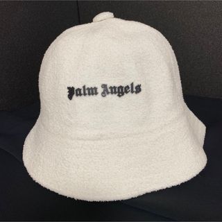 パームエンジェルス(PALM ANGELS)の美品 パームエンジェルス 帽子 バケットハット パイル素材 ホワイト(ハット)