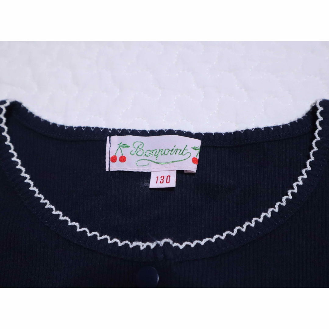 Bonpoint(ボンポワン)のBonpoint ボンポワン　アヒル　刺繍　カーディガン　130 紺 キッズ/ベビー/マタニティのキッズ服女の子用(90cm~)(カーディガン)の商品写真
