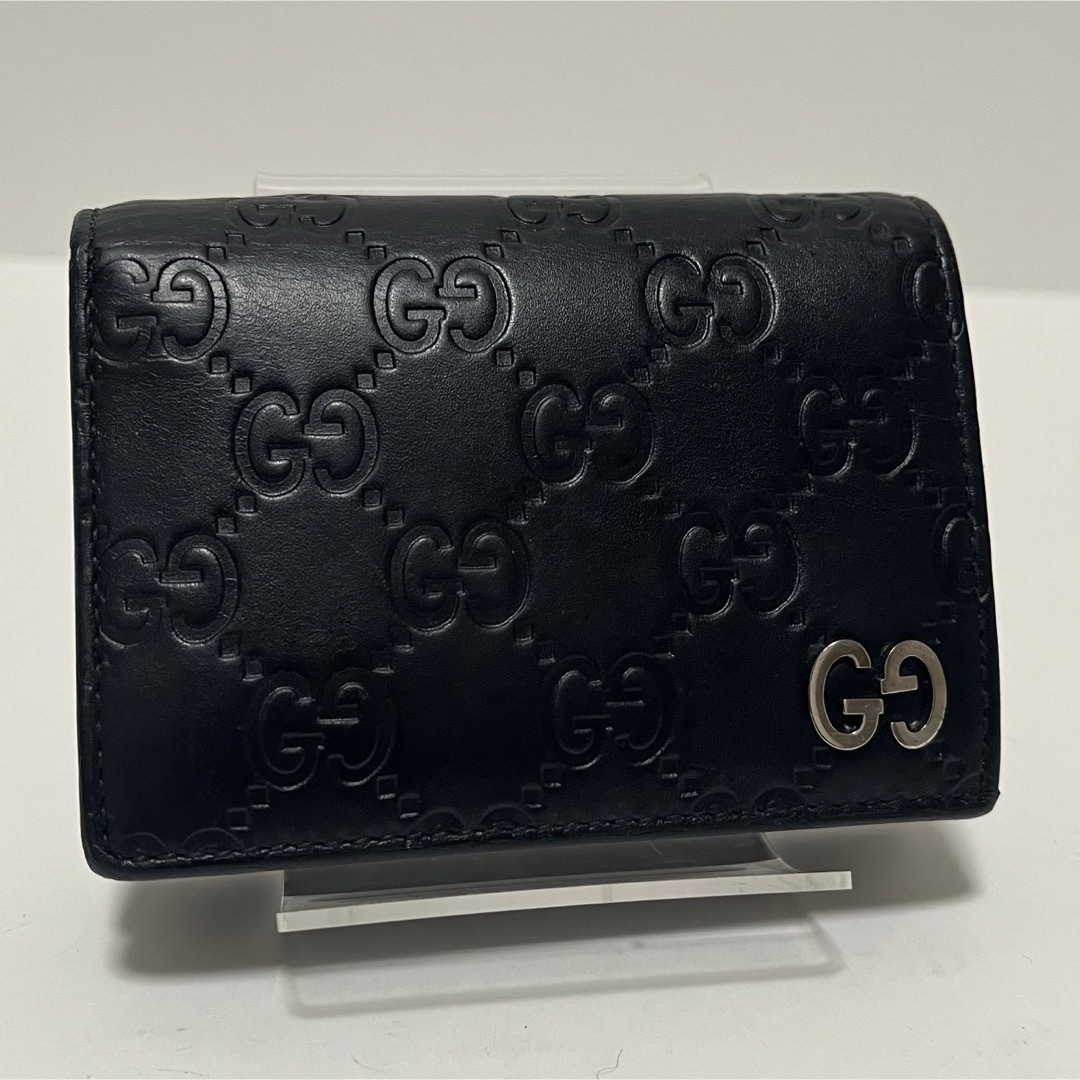 Gucci(グッチ)の721 箱付✨グッチ 二つ折り財布 ドリアン シマレザー GG柄 ブラック 黒 レディースのファッション小物(財布)の商品写真