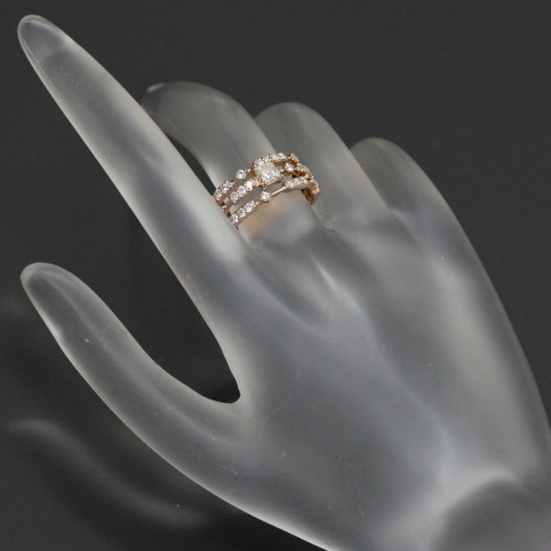 K18PG プリンセスカットダイヤモンド リング 0.315ct D0.47ct レディースのアクセサリー(リング(指輪))の商品写真