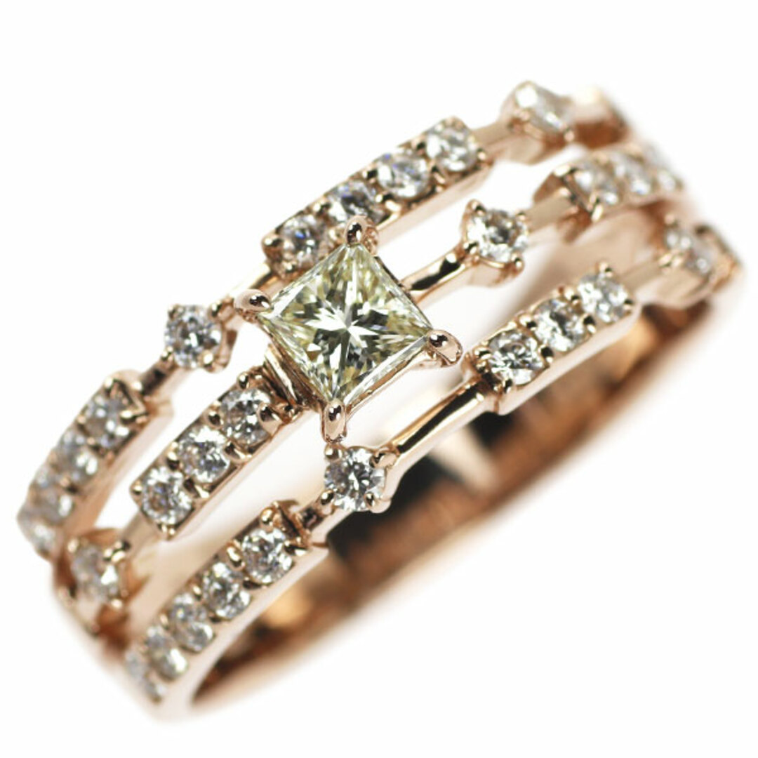 K18PG プリンセスカットダイヤモンド リング 0.315ct D0.47ct レディースのアクセサリー(リング(指輪))の商品写真