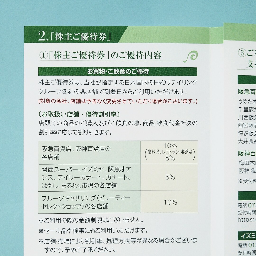 阪急百貨店(ハンキュウヒャッカテン)のエイチツーオーリテイリング 株主優待 チケットの優待券/割引券(ショッピング)の商品写真