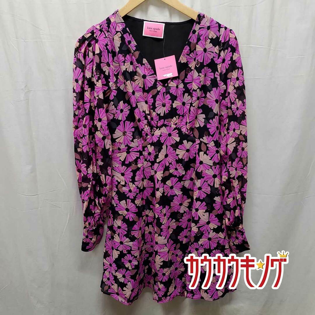 【未使用】ケイト・スペード フローラル シフォン ドレス 花柄 ワンピース 2 NJMUA950 レディース kate spade