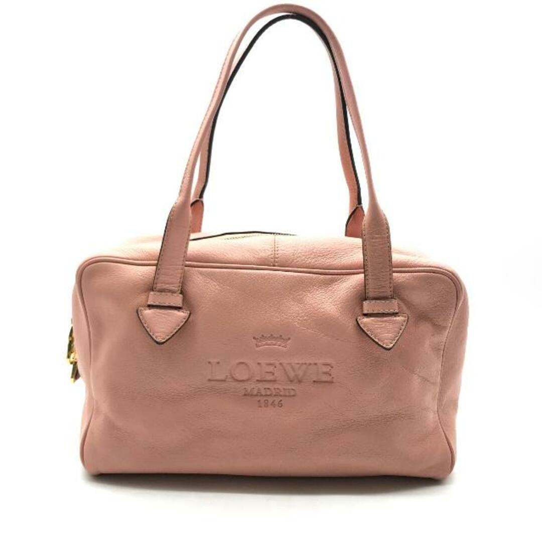 LOEWE(ロエベ)の良品 LOEWE ロエベ ロゴ 型押し レザー ハンド ミニ ボストン ハンド バッグ ピンク a2742 レディースのバッグ(ボストンバッグ)の商品写真