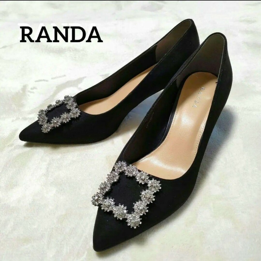 RANDA(ランダ)の【美品】ランダ RANDA ビジューパーツ パンプス ポインテッドトゥ 23 レディースの靴/シューズ(ハイヒール/パンプス)の商品写真