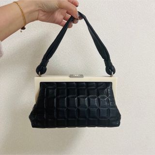 シャネル(CHANEL)のシャネル チョコバー ラムスキン ハンドバッグ ブラック シルバー金具(ハンドバッグ)